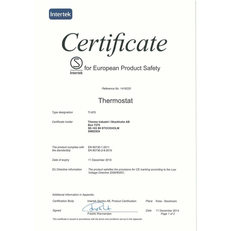 Сертификация Thermo по стандартам безопасности Semko, Fimko и VDE Сертификация Thermo по стандартам безопасности Semko, Fimko и VDE
